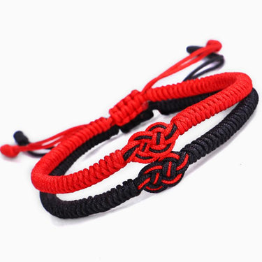 Tibetan Buddhist Auspicious ENDLESS KNOT Symbol - WISDOM & COMPASSION 2 pc Bracelet Set